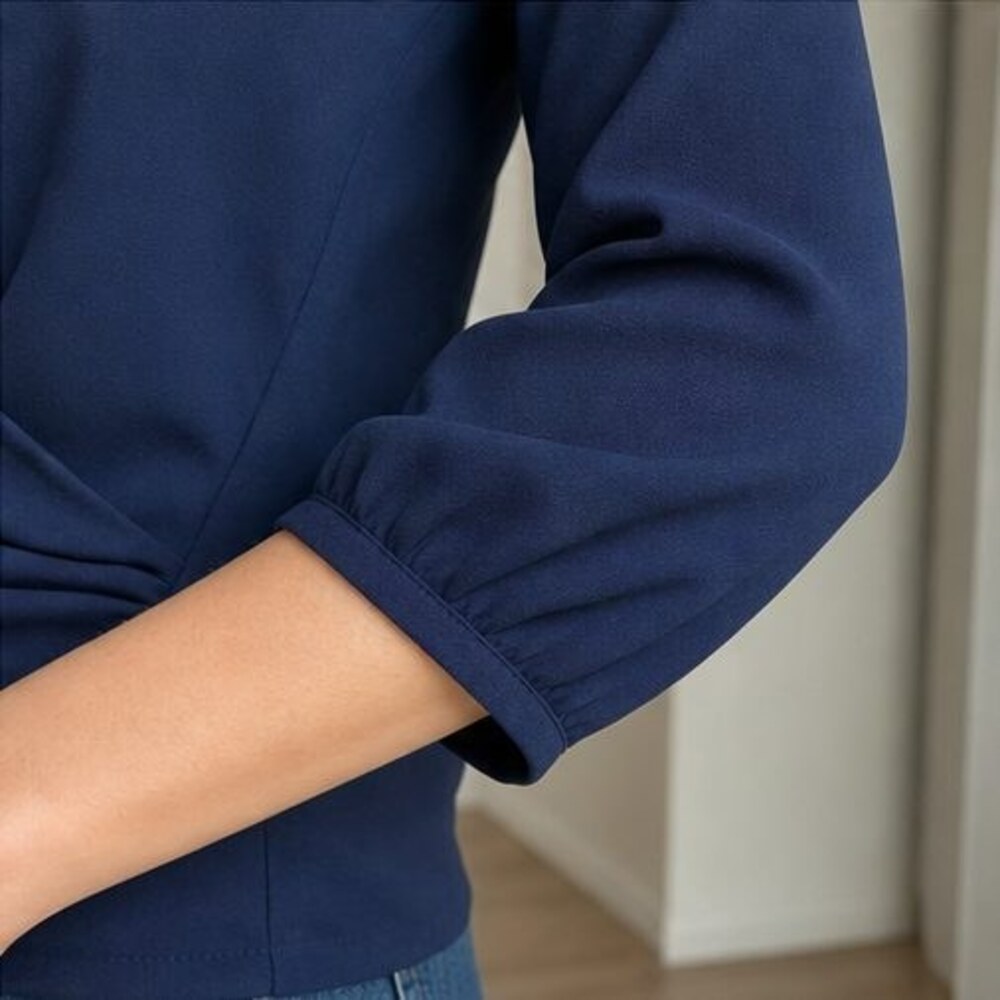 Navy Ruffle Blouse - Picture 5 of 6